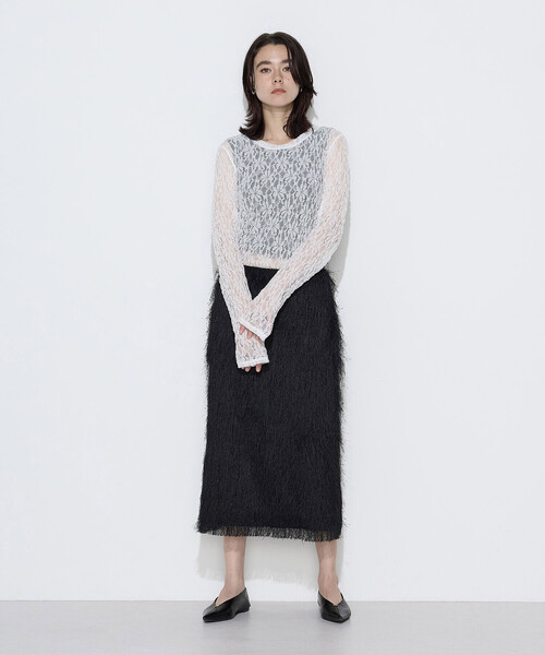 K.T KIYOKO TAKASE（キヨコタカセ）の「フラワージャージー スキンクルーネックプルオーバー（Tシャツ/カットソー・レディース・ホワイト/ブラウン/ブラック・9号）」の4枚目の写真