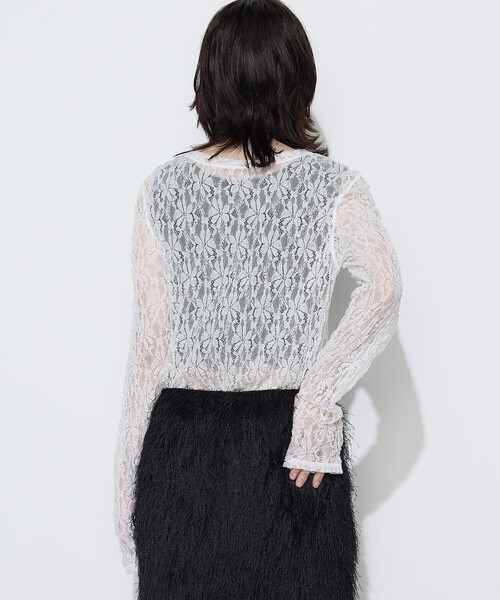 K.T KIYOKO TAKASE（キヨコタカセ）の「フラワージャージー スキンクルーネックプルオーバー（Tシャツ/カットソー・レディース・ホワイト/ブラウン/ブラック・9号）」の7枚目の写真