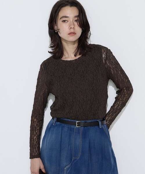 K.T KIYOKO TAKASE（キヨコタカセ）の「フラワージャージー スキンクルーネックプルオーバー（Tシャツ/カットソー・レディース・ホワイト/ブラウン/ブラック・9号）」の11枚目の写真