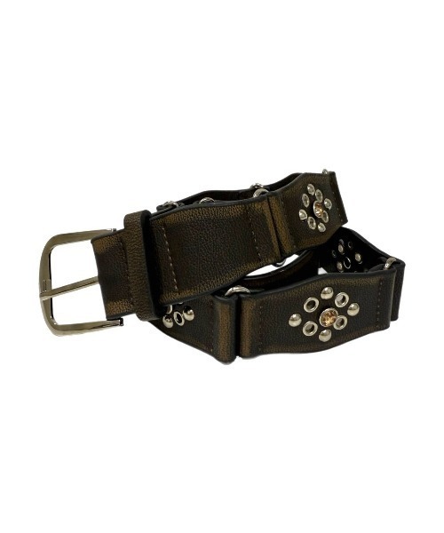 Never mind the XU / Chikashitsu+(ネバーマインド ザ エックスユー / チカシツプラス)の「【Chikashitsu +】boho vintage rhinestone flower belt / 【チカシツプラス】ボーホーヴィンテージラインストーンフラワーベルト(ベルト・メンズ・ライトブラウン・ONE SIZE)」の4枚目の写真