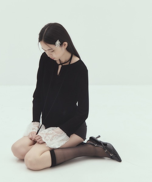 tanakadaisuke(タナカダイスケ)の「【tanakadaisuke/タナカダイスケ】《STUDIOUS別注》 flocky tulle pullover(Tシャツ/カットソー・レディース・ブラック・FREE)」の2枚目の写真