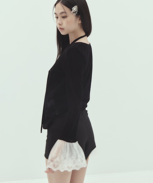 tanakadaisuke(タナカダイスケ)の「【tanakadaisuke/タナカダイスケ】《STUDIOUS別注》 flocky tulle pullover(Tシャツ/カットソー・レディース・ブラック・FREE)」の7枚目の写真