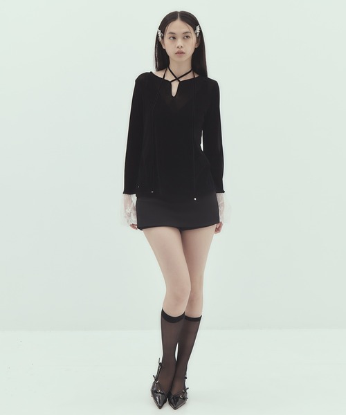tanakadaisuke(タナカダイスケ)の「【tanakadaisuke/タナカダイスケ】《STUDIOUS別注》 flocky tulle pullover(Tシャツ/カットソー・レディース・ブラック・FREE)」の8枚目の写真