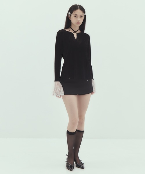 tanakadaisuke(タナカダイスケ)の「【tanakadaisuke/タナカダイスケ】《STUDIOUS別注》 flocky tulle pullover(Tシャツ/カットソー・レディース・ブラック・FREE)」の9枚目の写真