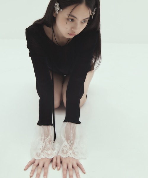 tanakadaisuke(タナカダイスケ)の「【tanakadaisuke/タナカダイスケ】《STUDIOUS別注》 flocky tulle pullover(Tシャツ/カットソー・レディース・ブラック・FREE)」の10枚目の写真