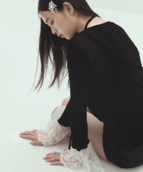 tanakadaisuke(タナカダイスケ)の「【tanakadaisuke/タナカダイスケ】《STUDIOUS別注》 flocky tulle pullover(Tシャツ/カットソー・レディース・ブラック・FREE)」の5枚目の写真
