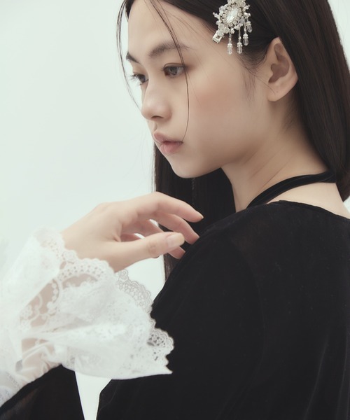 tanakadaisuke(タナカダイスケ)の「【tanakadaisuke/タナカダイスケ】《STUDIOUS別注》 flocky tulle pullover(Tシャツ/カットソー・レディース・ブラック・FREE)」の3枚目の写真