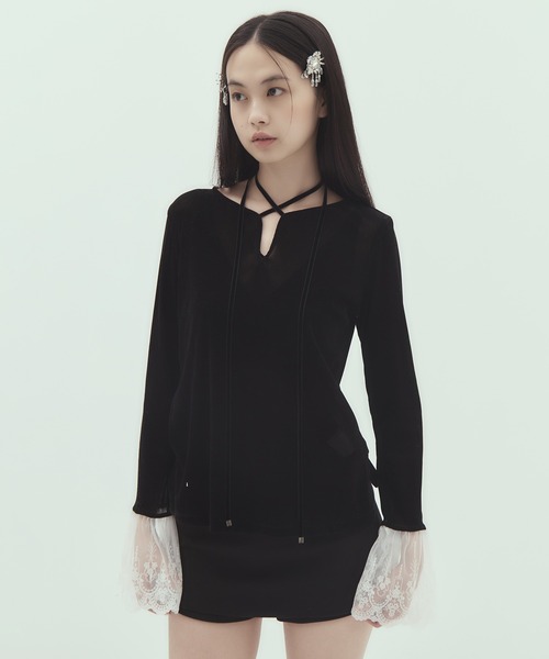 tanakadaisuke(タナカダイスケ)の「【tanakadaisuke/タナカダイスケ】《STUDIOUS別注》 flocky tulle pullover(Tシャツ/カットソー・レディース・ブラック・FREE)」の14枚目の写真