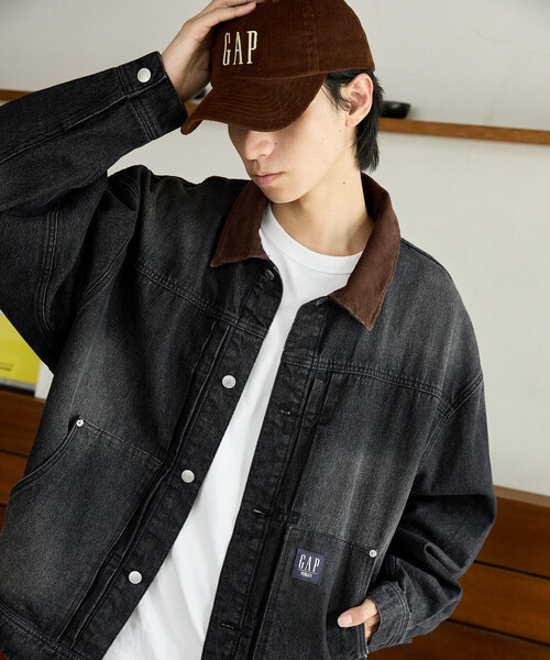 GAP（ギャップ）の「PUBLUX × GAP/ギャップ <セットアップ対応>別注 コーデュロイ 衿 ワークジャケット　限定展開（デニムジャケット・メンズ・インディゴブルー/キャメル/レオパード/ブラック・MEDIUM/SMALL/LARGE）」の8枚目の写真