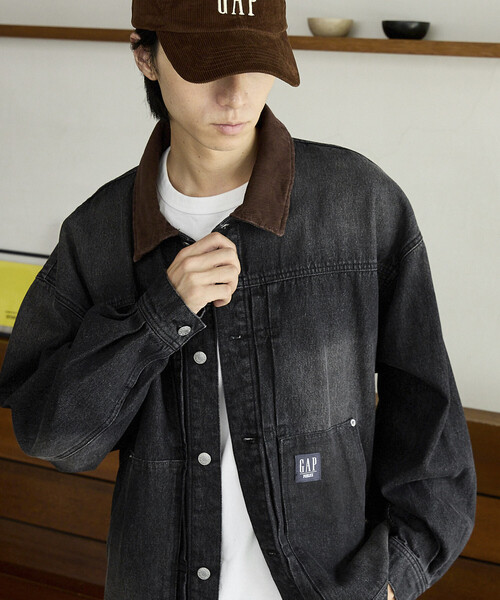 GAP（ギャップ）の「PUBLUX × GAP/ギャップ <セットアップ対応>別注 コーデュロイ 衿 ワークジャケット　限定展開（デニムジャケット・メンズ・インディゴブルー/キャメル/レオパード/ブラック・MEDIUM/SMALL/LARGE）」の11枚目の写真