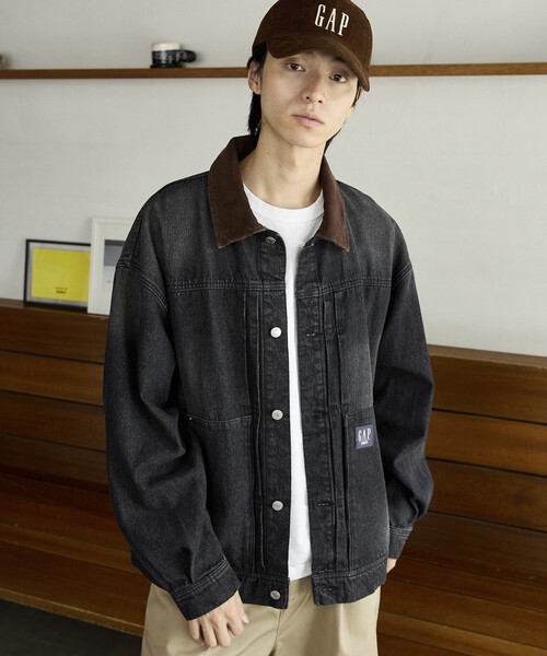 GAP（ギャップ）の「PUBLUX × GAP/ギャップ <セットアップ対応>別注 コーデュロイ 衿 ワークジャケット　限定展開（デニムジャケット・メンズ・インディゴブルー/キャメル/レオパード/ブラック・MEDIUM/SMALL/LARGE）」の12枚目の写真