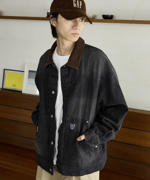 GAP（ギャップ）の「PUBLUX × GAP/ギャップ <セットアップ対応>別注 コーデュロイ 衿 ワークジャケット　限定展開（デニムジャケット・メンズ・インディゴブルー/キャメル/レオパード/ブラック・MEDIUM/SMALL/LARGE）」の16枚目の写真