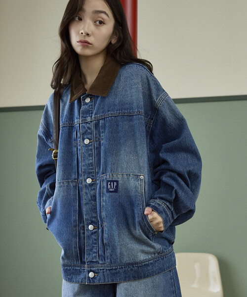 GAP（ギャップ）の「PUBLUX × GAP/ギャップ <セットアップ対応>別注 コーデュロイ 衿 ワークジャケット　限定展開（デニムジャケット・メンズ・インディゴブルー/キャメル/レオパード/ブラック・MEDIUM/SMALL/LARGE）」の21枚目の写真