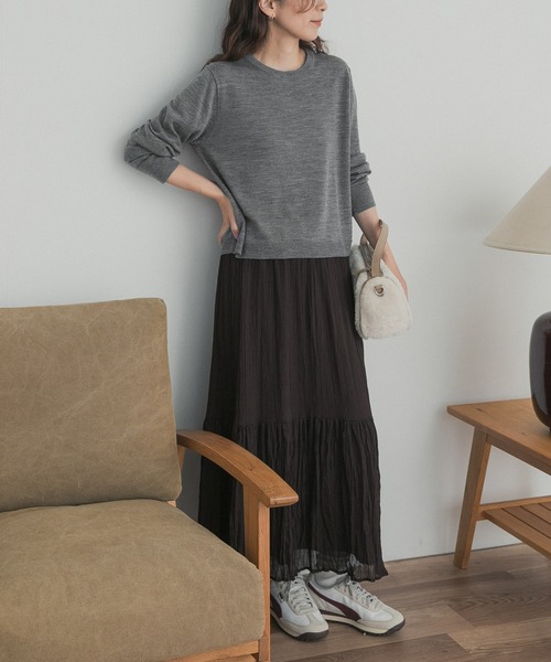URBAN RESEARCH DOORS(アーバンリサーチドアーズ)の「ウォッシャブルウールクルーネックプルオーバー(ニット/セーター・レディース・ブラック/グレー/パープル系その他・FREE)」の20枚目の写真