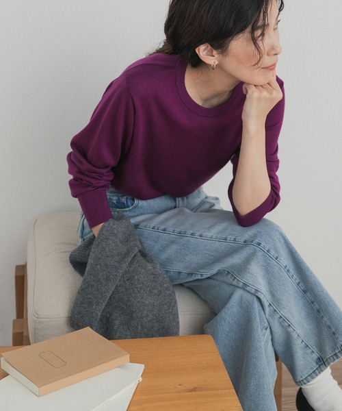 URBAN RESEARCH DOORS(アーバンリサーチドアーズ)の「ウォッシャブルウールクルーネックプルオーバー(ニット/セーター・レディース・ブラック/グレー/パープル系その他・FREE)」の12枚目の写真