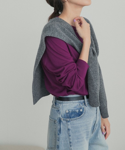 URBAN RESEARCH DOORS(アーバンリサーチドアーズ)の「ウォッシャブルウールクルーネックプルオーバー(ニット/セーター・レディース・ブラック/グレー/パープル系その他・FREE)」の10枚目の写真