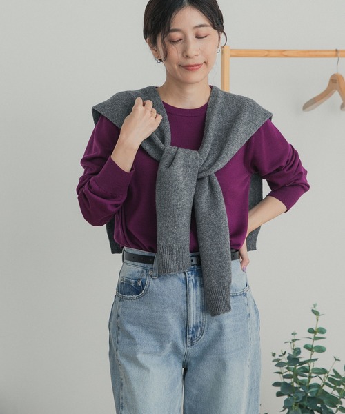 URBAN RESEARCH DOORS(アーバンリサーチドアーズ)の「ウォッシャブルウールクルーネックプルオーバー(ニット/セーター・レディース・ブラック/グレー/パープル系その他・FREE)」の9枚目の写真