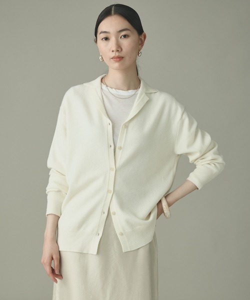 Curensology(カレンソロジー)の「Curensology(カレンソロジー)/ウールカシミヤジャケットカーディガン(カーディガン/ボレロ・レディース・オフホワイト/レッド/ブラック/チャコールグレー・FREE)」の5枚目の写真