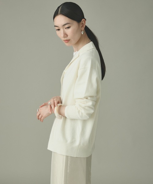 Curensology(カレンソロジー)の「Curensology(カレンソロジー)/ウールカシミヤジャケットカーディガン(カーディガン/ボレロ・レディース・オフホワイト/レッド/ブラック/チャコールグレー・FREE)」の6枚目の写真