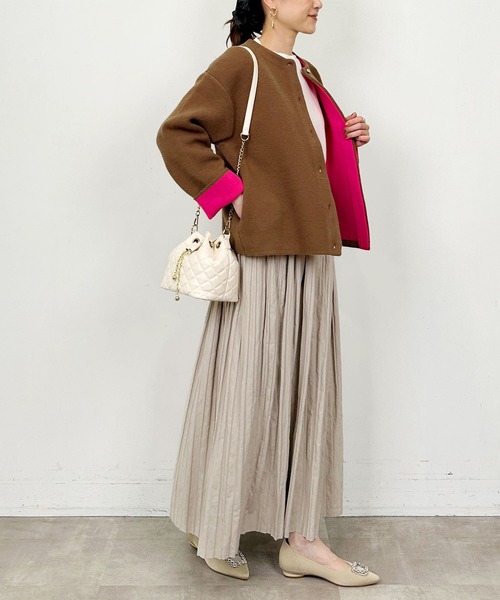 PICCIN(ピッチン)の「フェイクレザープリーツスカート(スカート・レディース・アイボリー/ブラウン/ブラック・M)」の5枚目の写真