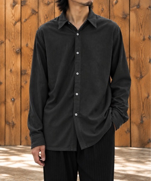 KEY TIMEZ(キータイムズ)の「【KANEMASA PHIL./カネマサフィル】別注 36G Wool Fulling Stripe Modest Shirt(シャツ/ブラウス・メンズ・ダークグレー/ブラック/キナリ・L/M/S)」の1枚目の写真