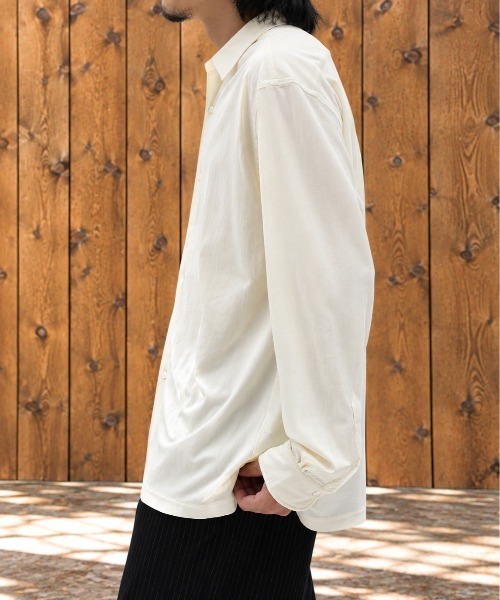KEY TIMEZ(キータイムズ)の「【KANEMASA PHIL./カネマサフィル】別注 36G Wool Fulling Stripe Modest Shirt(シャツ/ブラウス・メンズ・ダークグレー/ブラック/キナリ・L/M/S)」の12枚目の写真