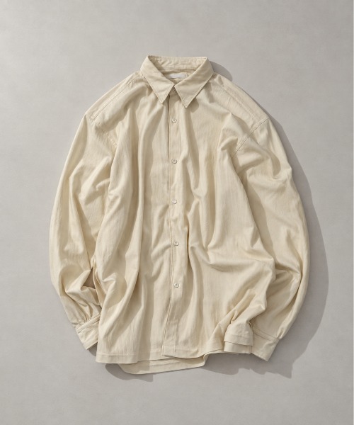 KEY TIMEZ(キータイムズ)の「【KANEMASA PHIL./カネマサフィル】別注 36G Wool Fulling Stripe Modest Shirt(シャツ/ブラウス・メンズ・ダークグレー/ブラック/キナリ・L/M/S)」の14枚目の写真