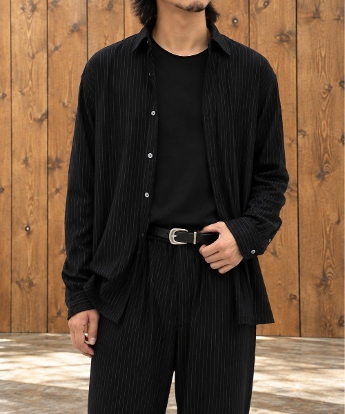 KEY TIMEZ(キータイムズ)の「【KANEMASA PHIL./カネマサフィル】別注 36G Wool Fulling Stripe Modest Shirt(シャツ/ブラウス・メンズ・ダークグレー/ブラック/キナリ・L/M/S)」の18枚目の写真