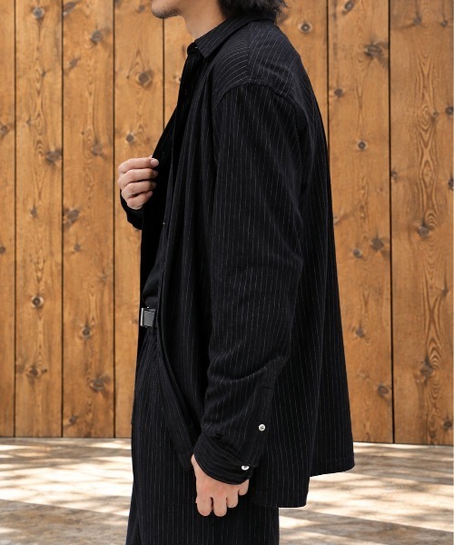 KEY TIMEZ(キータイムズ)の「【KANEMASA PHIL./カネマサフィル】別注 36G Wool Fulling Stripe Modest Shirt(シャツ/ブラウス・メンズ・ダークグレー/ブラック/キナリ・L/M/S)」の20枚目の写真