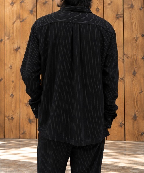 KEY TIMEZ(キータイムズ)の「【KANEMASA PHIL./カネマサフィル】別注 36G Wool Fulling Stripe Modest Shirt(シャツ/ブラウス・メンズ・ダークグレー/ブラック/キナリ・L/M/S)」の21枚目の写真