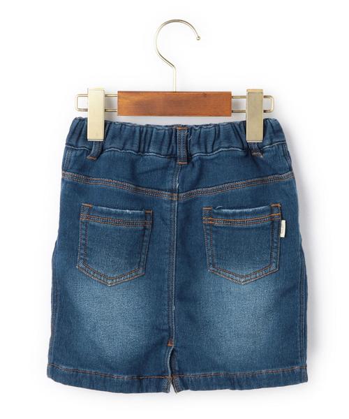 green label relaxing（グリーンレーベルリラクシング）の「ドビーデニム ダメージSK◆（スカート・キッズ・コバルトブルー・105/135/125/95/115）」の2枚目の写真