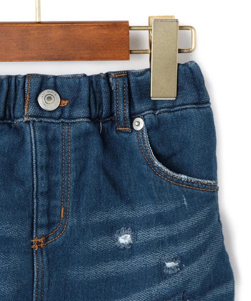 green label relaxing（グリーンレーベルリラクシング）の「ドビーデニム ダメージSK◆（スカート・キッズ・コバルトブルー・105/135/125/95/115）」の4枚目の写真