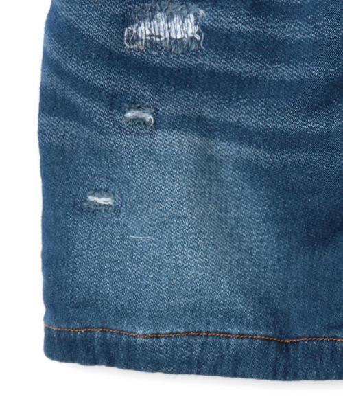 green label relaxing（グリーンレーベルリラクシング）の「ドビーデニム ダメージSK◆（スカート・キッズ・コバルトブルー・105/135/125/95/115）」の6枚目の写真