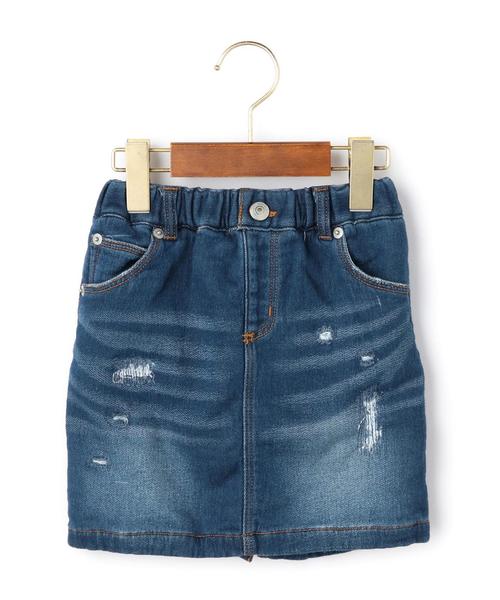 green label relaxing（グリーンレーベルリラクシング）の「ドビーデニム ダメージSK◆（スカート・キッズ・コバルトブルー・105/135/125/95/115）」の8枚目の写真