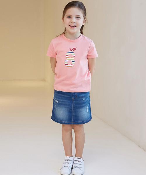 green label relaxing（グリーンレーベルリラクシング）の「ドビーデニム ダメージSK◆（スカート・キッズ・コバルトブルー・105/135/125/95/115）」の9枚目の写真