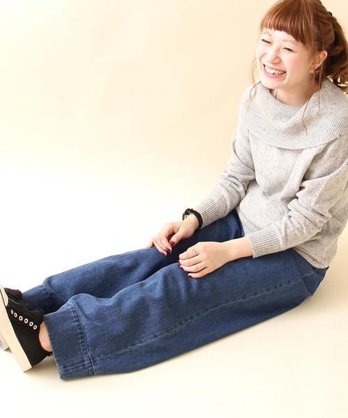 coen（コーエン）の「【大人気・追加生産】ベイカーワイドデニムパンツ（デニムパンツ・レディース・ネイビー/コバルトブルー・LARGE/MEDIUM/SMALL）」の2枚目の写真