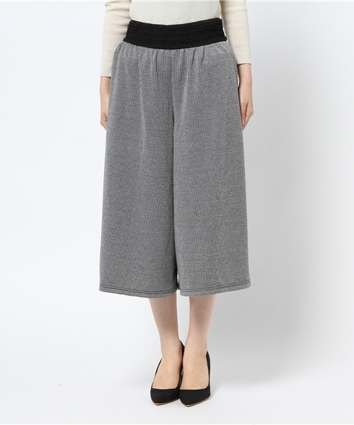 VENCEEXCHANGE（ヴァンスエクスチェンジ）の「ポンポン付き千鳥ガウチョパンツ    （その他パンツ・レディース・ブラック・MEDIUM）」の2枚目の写真