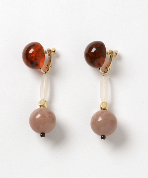 SHIPS（シップス）の「ミックスパーツイヤリング（イヤリング・レディース・ピンクゴールド/ナチュラル/キャメル・ONE SIZE）」の3枚目の写真