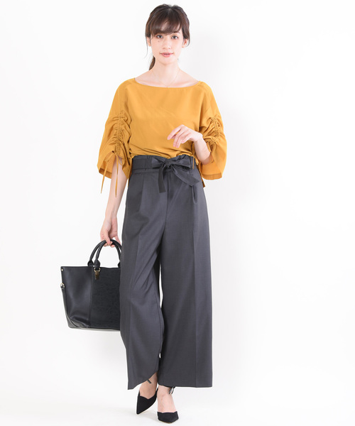 12Twelve Agenda（トゥエルブ　アジェンダ）の「フィブリルサテンドロストスリーブブラウス（シャツ/ブラウス・レディース・ネイビー/オフホワイト/マスタード/チェリーピンク・M）」の13枚目の写真