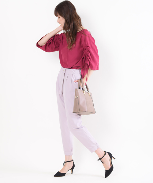 12Twelve Agenda（トゥエルブ　アジェンダ）の「フィブリルサテンドロストスリーブブラウス（シャツ/ブラウス・レディース・ネイビー/オフホワイト/マスタード/チェリーピンク・M）」の14枚目の写真
