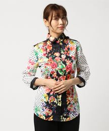 NARACAMICIE | フラワー＆ドットプリント七分袖シャツ(シャツ/ブラウス)