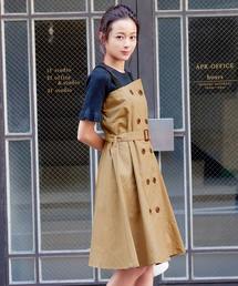 KOBE LETTUCE | 大人っぽいフェミニンスタイルが完成♪！ウエストベルト付き☆ノースリーブトレンチ風フレアワンピース/レディース[E1806](ワンピース)