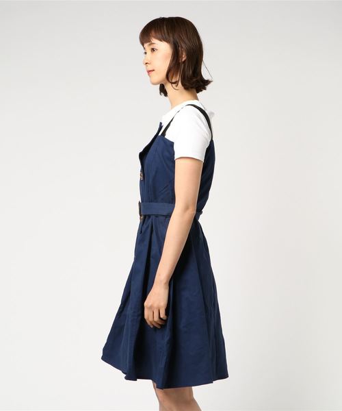 KOBE LETTUCE（コウベレタス）の「大人っぽいフェミニンスタイルが完成♪！ウエストベルト付き☆ノースリーブトレンチ風フレアワンピース/レディース[E1806]（ワンピース・レディース・ベージュ/ネイビー/カーキ・FREE）」の4枚目の写真