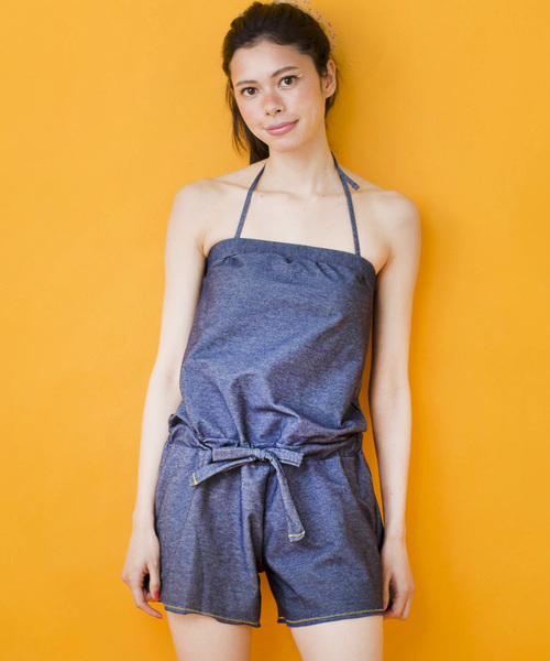 IRONY（アイロニー）の「ジェシーデニムサロペット【水着】（水着・レディース・サックスブルー/ネイビー/ブラック・ONE SIZE）」の21枚目の写真