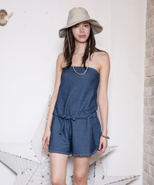 IRONY（アイロニー）の「ジェシーデニムサロペット【水着】（水着・レディース・サックスブルー/ネイビー/ブラック・ONE SIZE）」の14枚目の写真