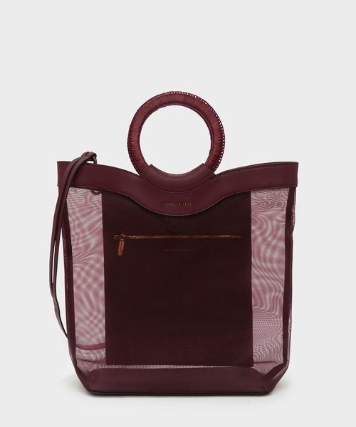 CHARLES & KEITH(チャールズ & キース)の「サーキュラーハンドルトート / CIRCULAR HANDLE TOTE(トートバッグ・レディース・バーガンディー/ブラック/ピンク・XL)」の2枚目の写真
