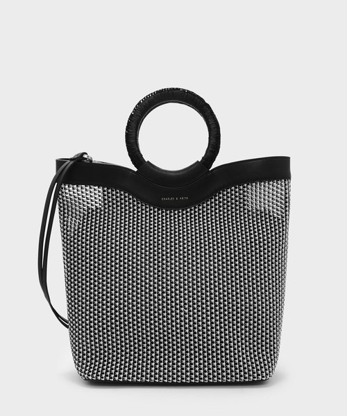 CHARLES & KEITH(チャールズ & キース)の「サーキュラーハンドルトート / CIRCULAR HANDLE TOTE(トートバッグ・レディース・バーガンディー/ブラック/ピンク・XL)」の1枚目の写真