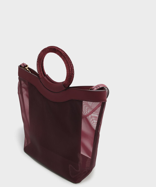 CHARLES & KEITH(チャールズ & キース)の「サーキュラーハンドルトート / CIRCULAR HANDLE TOTE(トートバッグ・レディース・バーガンディー/ブラック/ピンク・XL)」の9枚目の写真