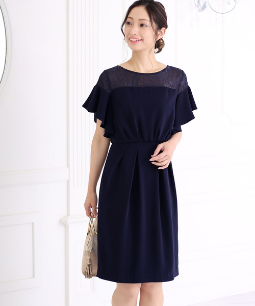 Bou Jeloud(ブージュルード)の「結婚式・パーティー対応◇ショルダーレーシードレス(ドレス・レディース・ネイビー/グレー/ミント・38)」の1枚目の写真