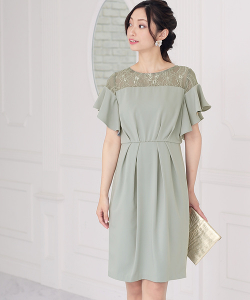 Bou Jeloud(ブージュルード)の「結婚式・パーティー対応◇ショルダーレーシードレス(ドレス・レディース・ネイビー/グレー/ミント・38)」の3枚目の写真